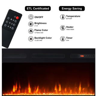 Easoger 80” Fireplace TV Stand for TVs up to 90", TV Stand with 36'' Electric Fireplace, LED Lights Entertainment Center, TV Console, Gray