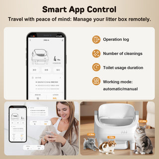 Osoeri 10L Open-Top Self-Cleaning Cat Litter Box, App Control, Safety Sensors & Odor-Free for Multi-Cat Homes.