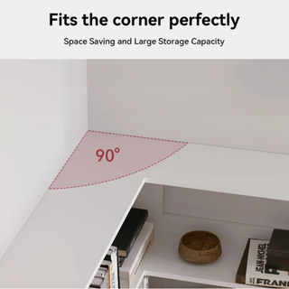 Easoger 23 inch 6-Tier Corner Bookshelf with Baffles, L-Shaped Tall Bookcase for Home Office, Space-Saving Storage Shelf with Anti-Tip Device for Bedroom Living Room, White