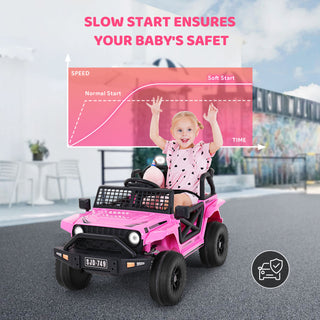 12V Kids Ride on Truck Car with Remote Control & 2 Seater, 2*200W Motor, 9 AH Battery Powered Toy Car w/ Spring Suspension,Pink