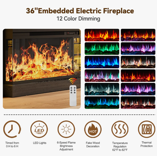 Easoger 97" TV Stand with Electric Fireplace, 3-Sided Glass Display Media Console for Over 100" TVs, Large Storage with Glass Doors & Shelves, LED Backlight, Walnut + Black Oak