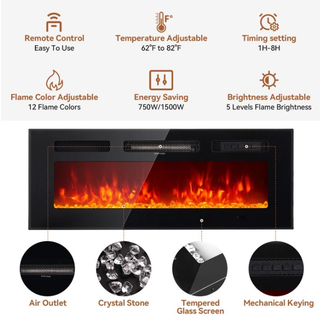 Easoger 70” Fireplace TV Stand, Entertainment Center for TVs up to 80", with 36'' Electric Fireplace, LED Lights Entertainment Center, TV Console,Gray