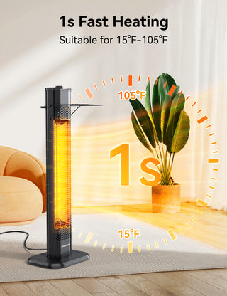 1500W Space Heater for Home, 36 Inch Ceramic Tower Indoor Electric Heater, Outdoor Infrared Heater with Adjustable 3 Heating Levels, Tip-Over & Overheat Protection