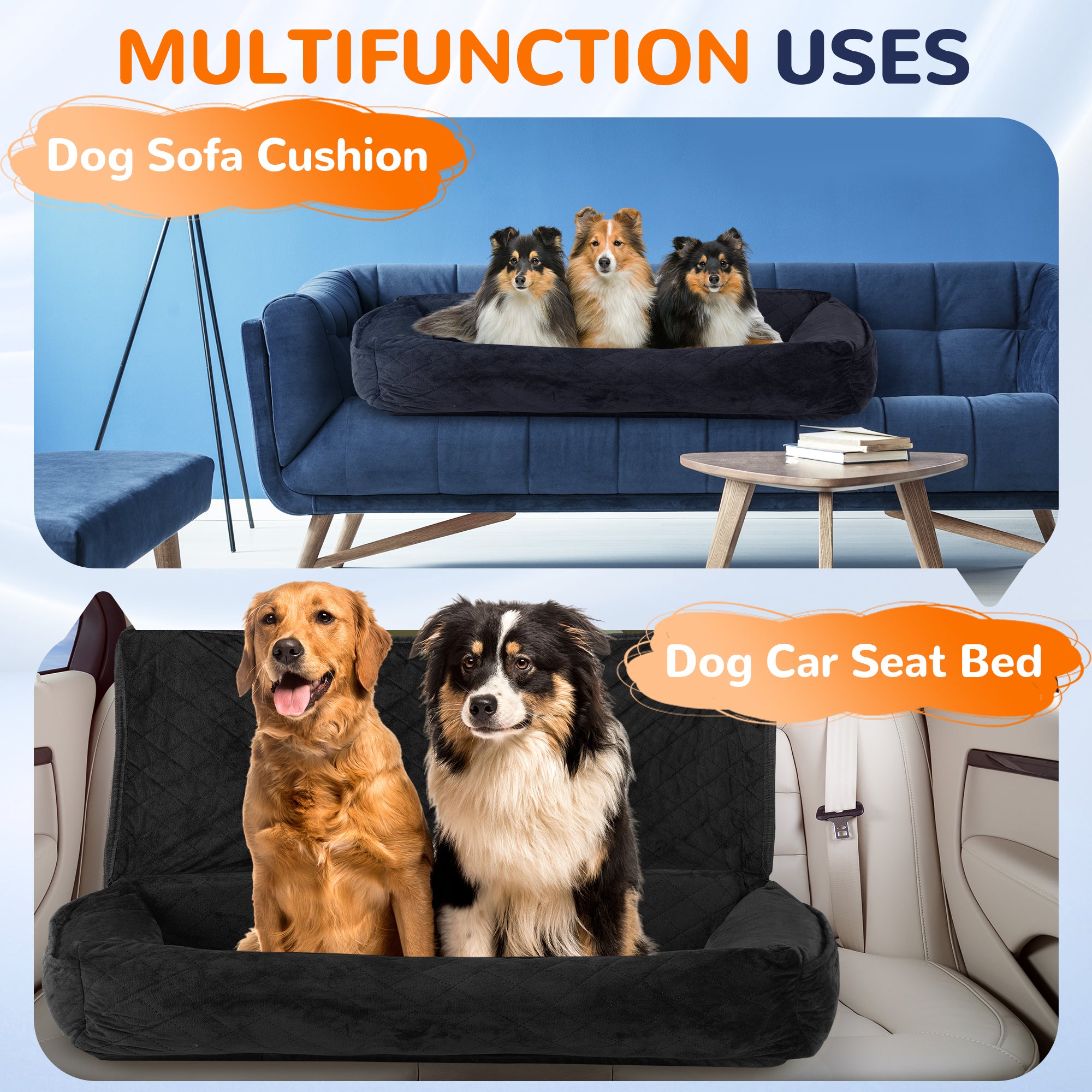 Dog Car Seat for Dogs, Dog Car Bed Washable Pet Travel Safety Car