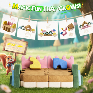 EVMORE 18PCS Modular Kids Play Couch, Junlge Theme Foam Children Sofa Couch for Girls Boys, DIY Creativing Modular Kids Sofa, Modern Floor Couch for Kids Playroom, Bedroom