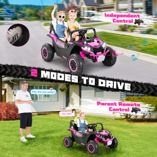 4WD 24V Ride on Toys Car Remote Control, Electric Off-Road UTV w/ 550W Motor, Powered 4-Wheeler Toy, LED Lights, Spring Suspension, 3 Speeds,Pink