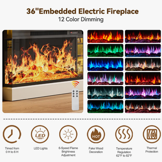 Easoger 97" TV Stand with Electric Fireplace, 3-Sided Glass Display Media Console for Over 100" TVs, Large Storage with Glass Doors & Shelves, LED Backlight, White + Light Walnut