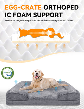 XXL Orthopedic Dog Bed for Extra Large Dogs - Waterproof Memory Foam, Egg Crate Support, Non-Slip Bottom & Removable Washable Cover, 53" x 42" x 8"