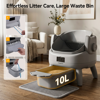 Osoeri Self-Cleaning Cat Litter Box,Open-Top Large Automatic Cat Litter Box for Multiple Cats,APP Control,Integrated Safety Protection,Odor-Free,with Trash Bags,Waterproof Mat and Litter Mat,Gray