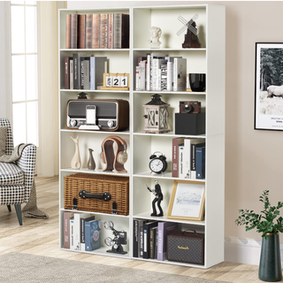 Easoger 6-Tier Tall Narrow Bookcase for Home Office, White