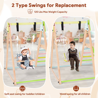 Indoor Baby Climbing Toys, Playground Jungle Gym Montessori Waldorf Style Wooden Toddlers Climber Playset for Children Kids