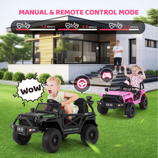 12V Kids Ride on Truck Car with Remote Control & 2 Seater, 2*200W Motor, 9 AH Battery Powered Toy Car w/ Spring Suspension,Pink