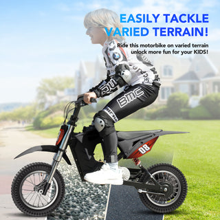 36V Kids Electric Dirt Bike,Fast Speed Electric Motorcycle Up to 16 MPH & 10 Miles Long-Range, 3-Speed Modes, Twist Grip Throttle, Dual Suspension & Brakes for Kids Ages 5-10 Ride on Toys,Red
