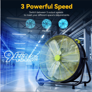 Osoeri 24 inch Industrial Drum Fan, 3 Speed 9460 CFM Heavy Duty Metal Cooling Floor Fan , 360° Tilt for Shop Outdoor, Patio, Warehouse, Commercial, Basement High Speed Fan(green)