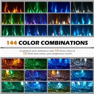 90" Electric Fireplace TV Stand, Alexa & Wi-Fi Controlled Entertainment Center with Glass Door Cabinets, Fits TV up to 100", 12 Flame Colors & 5 Brightness Levels, Black