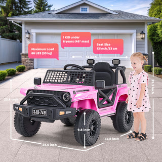 12V Kids Ride on Truck Car with Remote Control & 2 Seater, 2*200W Motor, 9 AH Battery Powered Toy Car w/ Spring Suspension,Pink