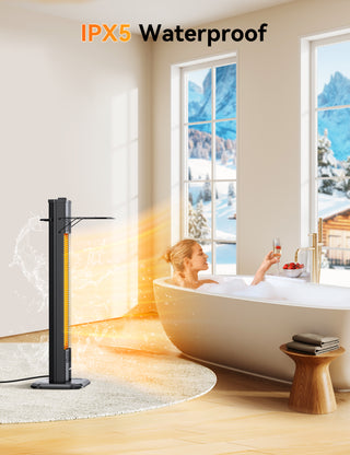 1500W Space Heater for Home, 36 Inch Ceramic Tower Indoor Electric Heater, Outdoor Infrared Heater with Adjustable 3 Heating Levels, Tip-Over & Overheat Protection