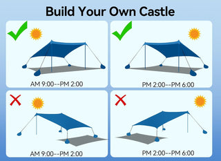 Vibemo Beach Tent, Camping Sun Shelter 10 x 10ft, with 4 Sandbags, UPF50+, Includes Sand Shovel, Ground Pegs & Stability Poles, Pop Up Beach Canopy Sunshade for Fishing, Backyard Fun or Picnics