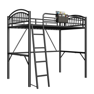 Easoger Twin Over Twin Metal Bunk Bed with Storage Bag, Safety Guard Rails & Anti-tip Nails No Box Spring , Black