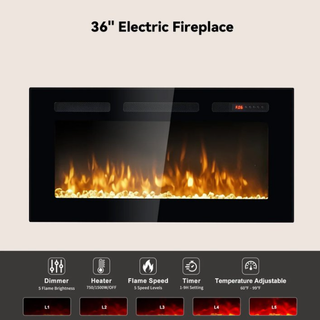 Easoger 80” Fireplace TV Stand for TVs up to 90", TV Stand with 36'' Electric Fireplace, LED Lights Entertainment Center, TV Console,White