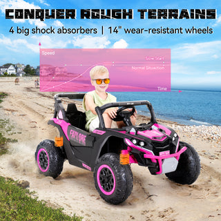 4WD 24V Ride on Toys Car Remote Control, Electric Off-Road UTV w/ 550W Motor, Powered 4-Wheeler Toy, LED Lights, Spring Suspension, 3 Speeds,Pink