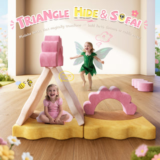 EVMORE 18PCS Modular Kids Play Couch, Flower-Themed Multifunctional Foam Children Sofa Couch Play Set for Girls Boys, DIY Creativing Modular Sofa, Modern Floor Couch