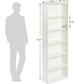 Easoger 6-Tier Tall Narrow Bookcase for Home Office, White