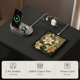 Easoger Nightstand Set of 2 with LED Lights, 2 Drawers & USB Ports, Modern End Tables for Bedroom Living Room, Black