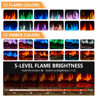 Easoger 80" Fireplace TV Stand with 3-Sided Glass Electric Fireplace, 12 Flame Colors + 12 LED Backlight Colors, Holds TV up to 88", Black