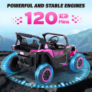 24V Kids Ride On Car UTV,7Ah Remote Control Ride on Toys Off-Road Electric Car for 3-8 Years,Pink