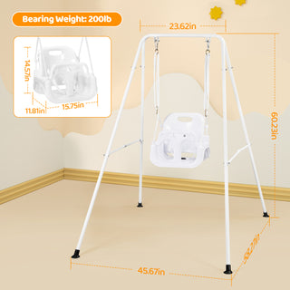 Toddler Swing Set, 3 in 1 High Back Baby Swing Set, Kids Chair Secure Swing Seat, Detachable Swing Seat for Playground Indoor Outdoor, White