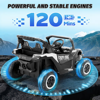 24V Kids Ride On Car UTV,7Ah Remote Control Ride on Toys Off-Road Electric Car for 3-8 Years,White