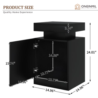 EVmore Set of 2 Home Nightstand, Black, with 24 Color LED Lights