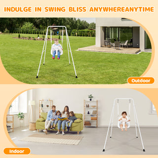 Toddler Swing Set, 3 in 1 High Back Baby Swing Set, Kids Chair Secure Swing Seat, Detachable Swing Seat for Playground Indoor Outdoor, White