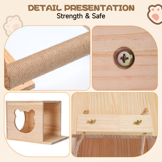 9 Piece Set Wall-Mounted Cat Climber Set for Cat Play & Fun, Wooden Wall Mounted Cat Furniture