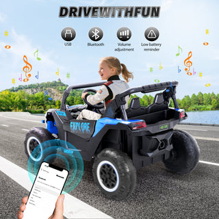 24V Kids Ride On Car UTV,7Ah Remote Control Ride On Toys Off-Road Electric Car for 3-8 Years,Blue