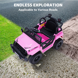 12V Kids Ride on Truck Car with Remote Control & 2 Seater, 2*200W Motor, 9 AH Battery Powered Toy Car w/ Spring Suspension,Pink