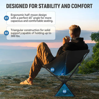 360°Swivel Portable Folding Camping Chair - Swivel Lawn Chair 8 Seconds Quick Setup Compact Collapsible Folding Lightweight Outdoor Backpack for Camping, Travel, Hiking, Beach, Fishing-Easoger