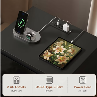 Easoger Nightstand Set of 2 with LED Lights, 2 Drawers & USB Ports, Modern End Tables for Bedroom Living Room, Black