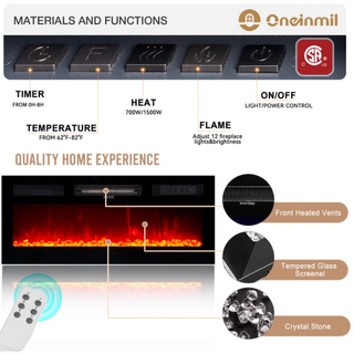 Oneinmil Fireplace TV Stand with 36” Electric Fireplace, Entertainment Center for TVs up to 90", LED Lights Entertainment Center, TV Console, White