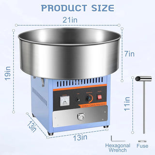 Blue Electric Cotton Candy Machine Commercial, 1000W Cotton Candy Maker with Stainless Steel Bowl, Sugar Scoop, Storage Drawer, Perfect for Family Party, Kids Birthday