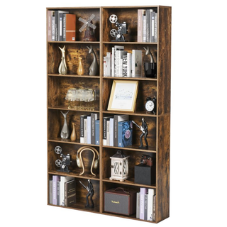 Easoger 6-Tier Tall Narrow Bookcase for Home Office, Brown