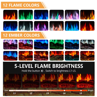 Easoger 80" Fireplace TV Stand with 3-Sided Glass Electric Fireplace, 12 Flame Colors + 12 LED Backlight Colors, Holds TV up to 88", Gray