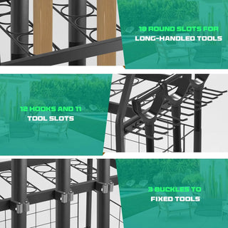 3 - Tier Garden Tool Organizer with Wheels and Extra Storage Basket - Ideal for Shed, Garage, Garden, Yard, and Lawn