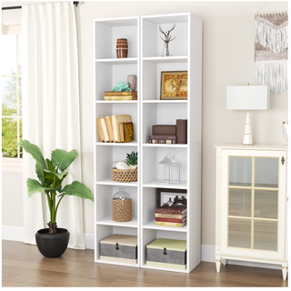 Easoger 6-tier Tall Narrow Bookshelf, 71.5" Coner Bookcase with Storage Space for Home Office, White