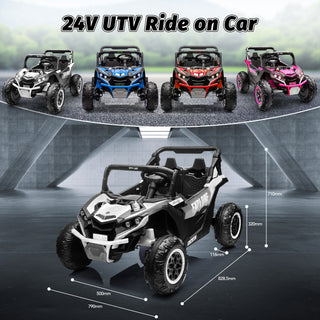 24V Kids Ride On Car UTV,7Ah Remote Control Ride on Toys Off-Road Electric Car for 3-8 Years,White