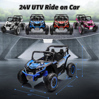 24V Kids Ride On Car UTV,7Ah Remote Control Ride On Toys Off-Road Electric Car for 3-8 Years,Blue