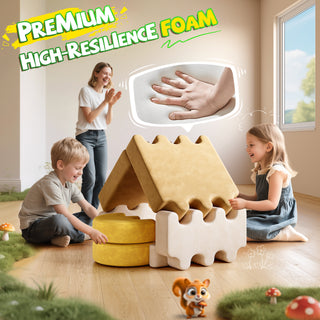 EVMORE 18PCS Modular Kids Play Couch, Junlge Theme Foam Children Sofa Couch for Girls Boys, DIY Creativing Modular Kids Sofa, Modern Floor Couch for Kids Playroom, Bedroom