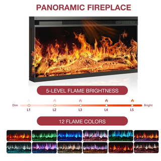 Easoger 36 Inch Fireplace TV Stand for TVs up to 80", LED Light Entertainment Center with 3-Sided Glass Fireplace, TV Console, Gray