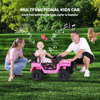 12V Kids Ride on Truck Car with Remote Control & 2 Seater, 2*200W Motor, 9 AH Battery Powered Toy Car w/ Spring Suspension,Pink